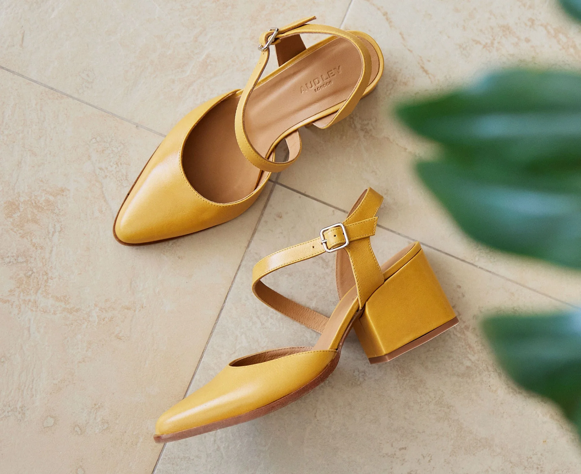 Zapato de mujer en piel con tacón medio. Joby